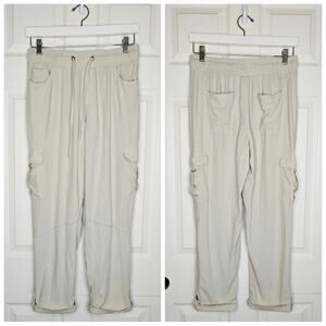 Happily Grey linen blend cargo ankle pants sz S